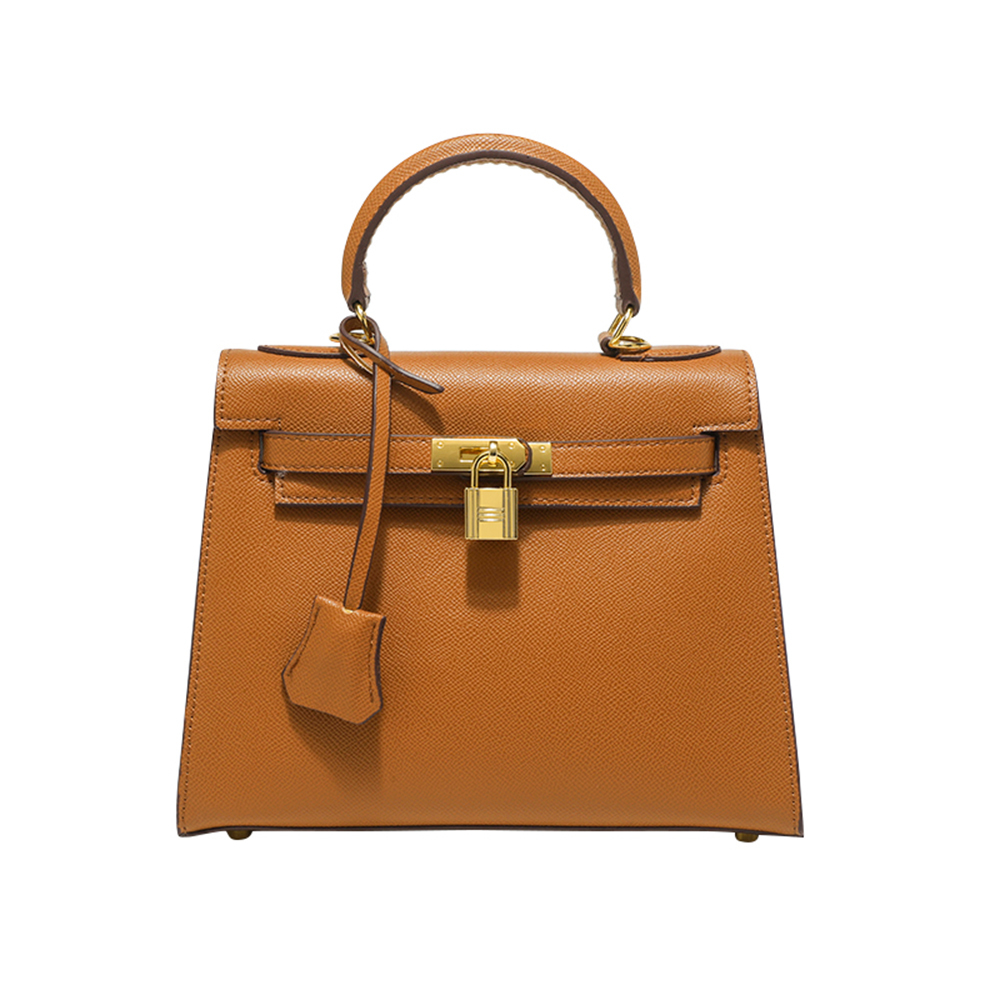 【CHASENG & KEITH】C&K0664 橘/棕 十字紋 手提肩包(附肩帶/附防塵袋)