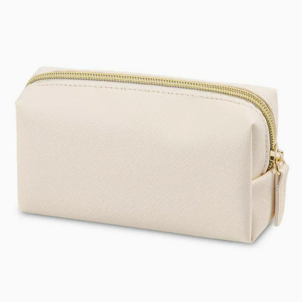 Hot Push Travel Portable Octagonal Cosmetic Bag (Beige-Small Size: 16.2cm*4.8cm*8.2cm)