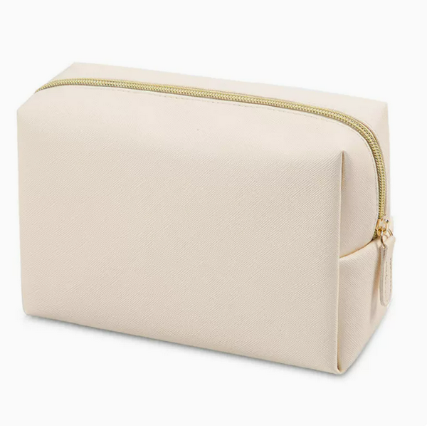 Hot Push Travel Portable Octagonal Cosmetic Bag (Beige Large Size: 19.8cm*8.3cm*13.5cm)
