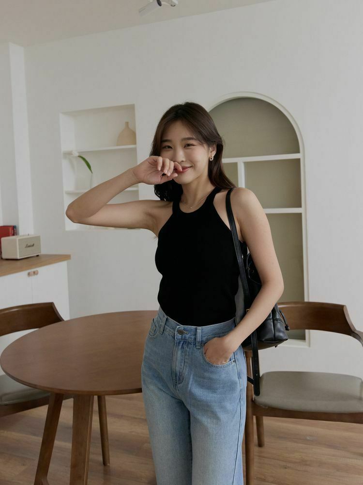 直角肩薄軟針織背心