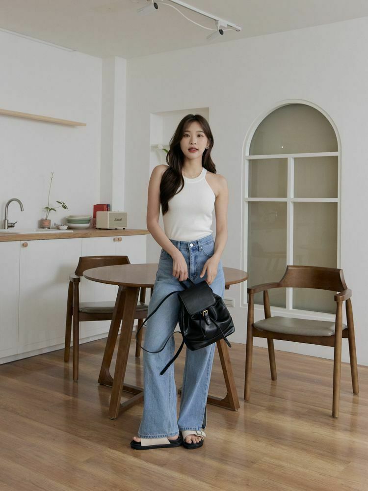 直角肩薄軟針織背心