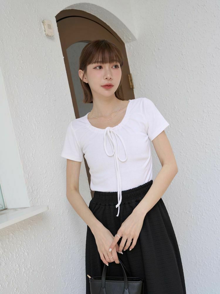 小女人感手綁帶短袖上衣