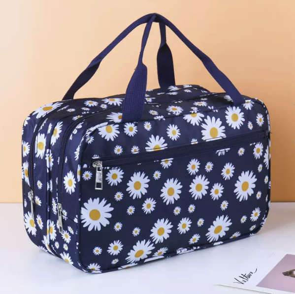 Hot push travel dry and wet separation toiletry bag (daisy - navy blue size 33cm*15cm*34cm)