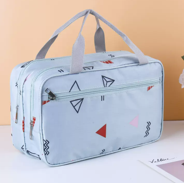 Hot push travel dry wet and dry separation toiletry bag (blue triangle size: 33cm*15cm*34cm)