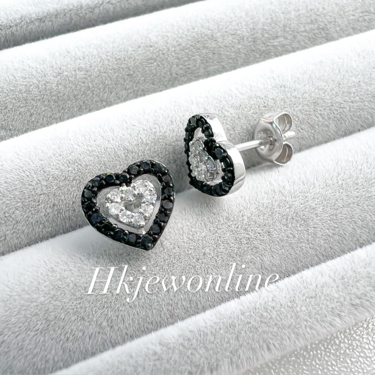 14K White Gold Balck Diamond Earrings