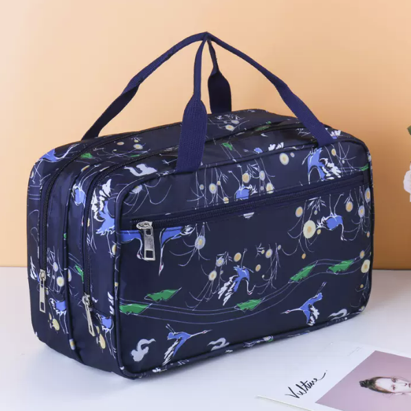 Hot push travel dry and wet separation toiletry bag (red-crowned crane - navy blue size 33cm*15cm*34cm)