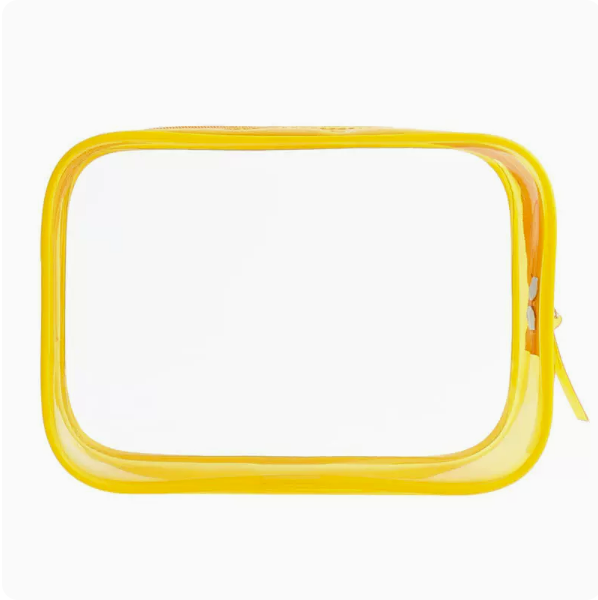 Hot push travel transparent waterproof toiletry pouch (yellow size: 17cm*6cm*12cm)