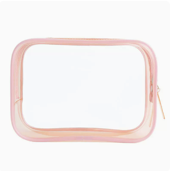 Hot push travel transparent waterproof toiletry pouch (pink size 17cm*6cm*12cm)