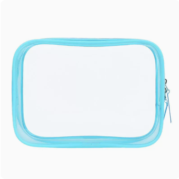 Hot push travel transparent waterproof toiletry pouch (sky blue size 17cm*6cm*12cm)