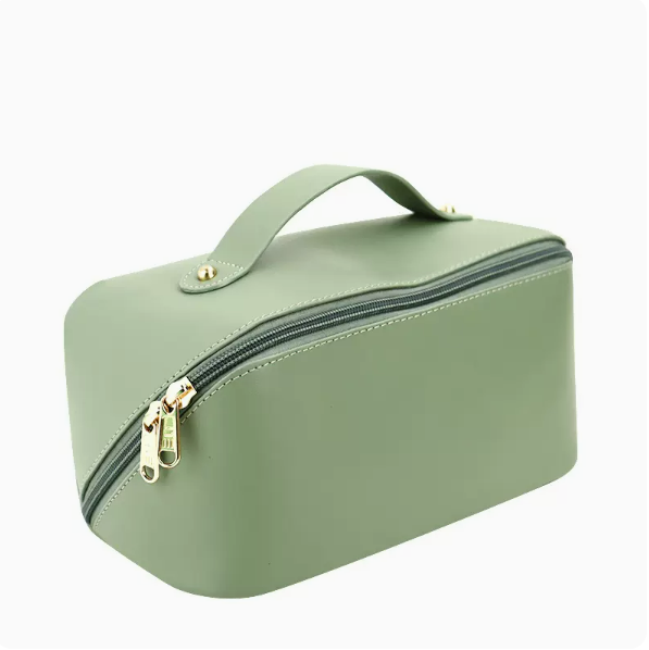 Hot push large-capacity light luxury hand-held toiletry bag (matcha green size: 11cm*11cm*23.5cm)