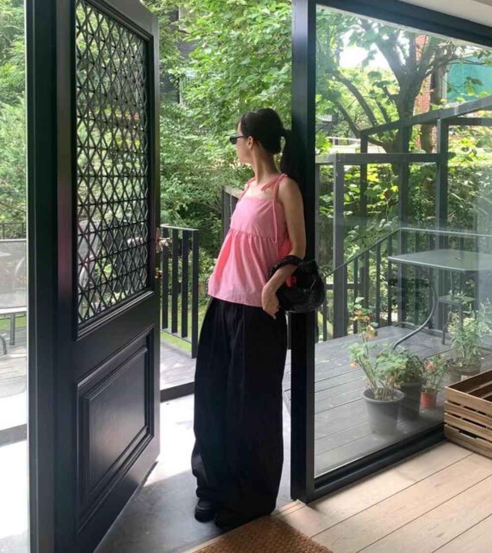 【HERETICS STUDIO 】韓國 고품질 素面 奏摺 條紋 抽繩 寬大阪型 落地 寬鬆 下身 長褲