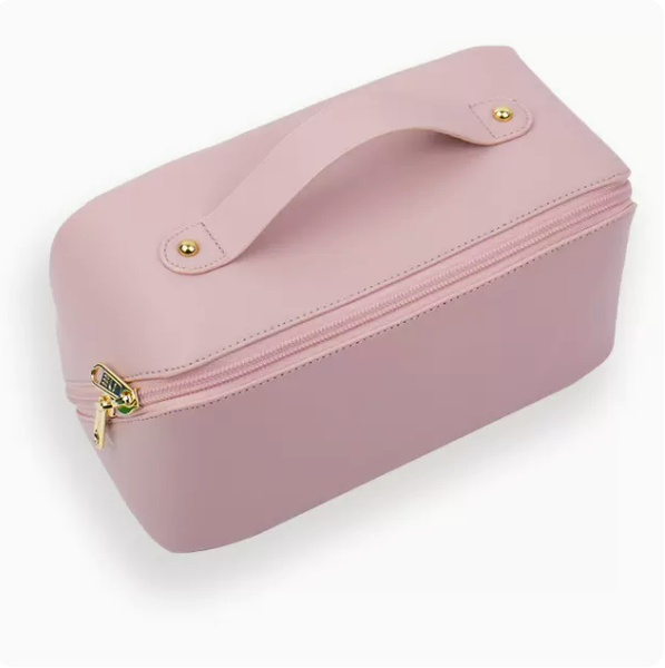 Hot push large-capacity light luxury hand-held toiletry bag (rose powder size: 11cm*11cm*23.5cm)