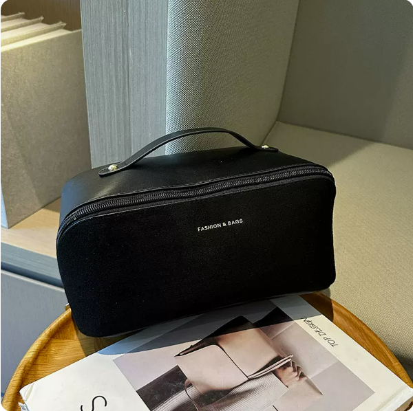 Hot push large-capacity travel amenity bag (black Size: width 25cm, height 12cm, thickness 12cm, bing, 3cm)
