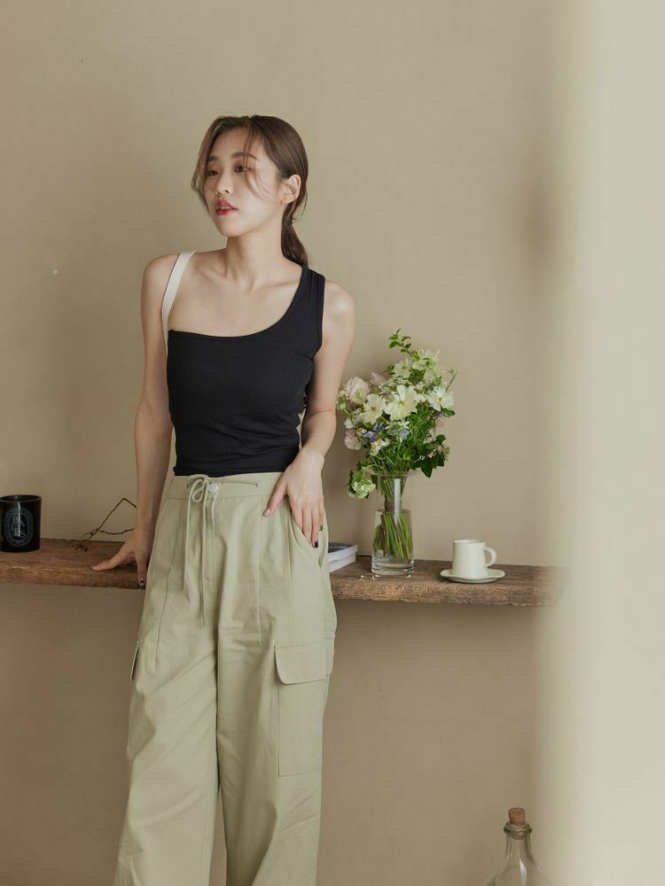 設計款 單肩直坑紋背心套裝