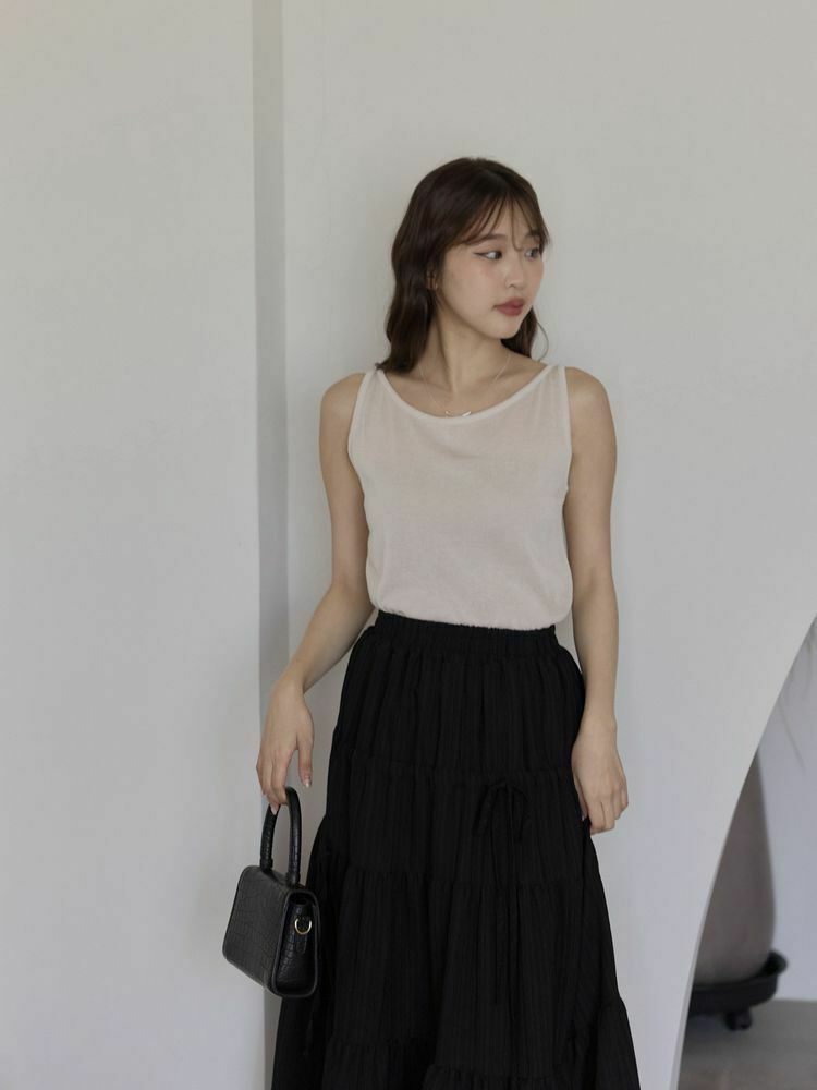 微削肩薄針織背心