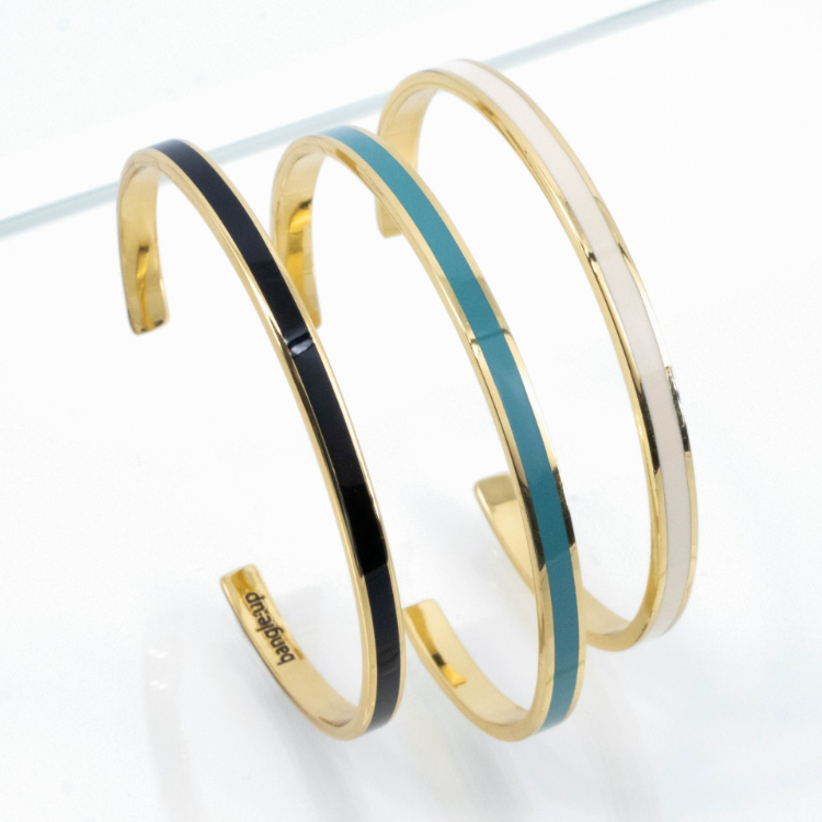 法國 Bangle Up 經典細款半開口鍍金琺瑯手環 (多色)