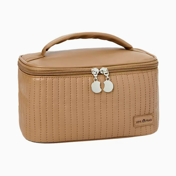 Hot push portable travel cosmetic bag (coffee color hand-held size: 12cm*13.5cm*21cm)