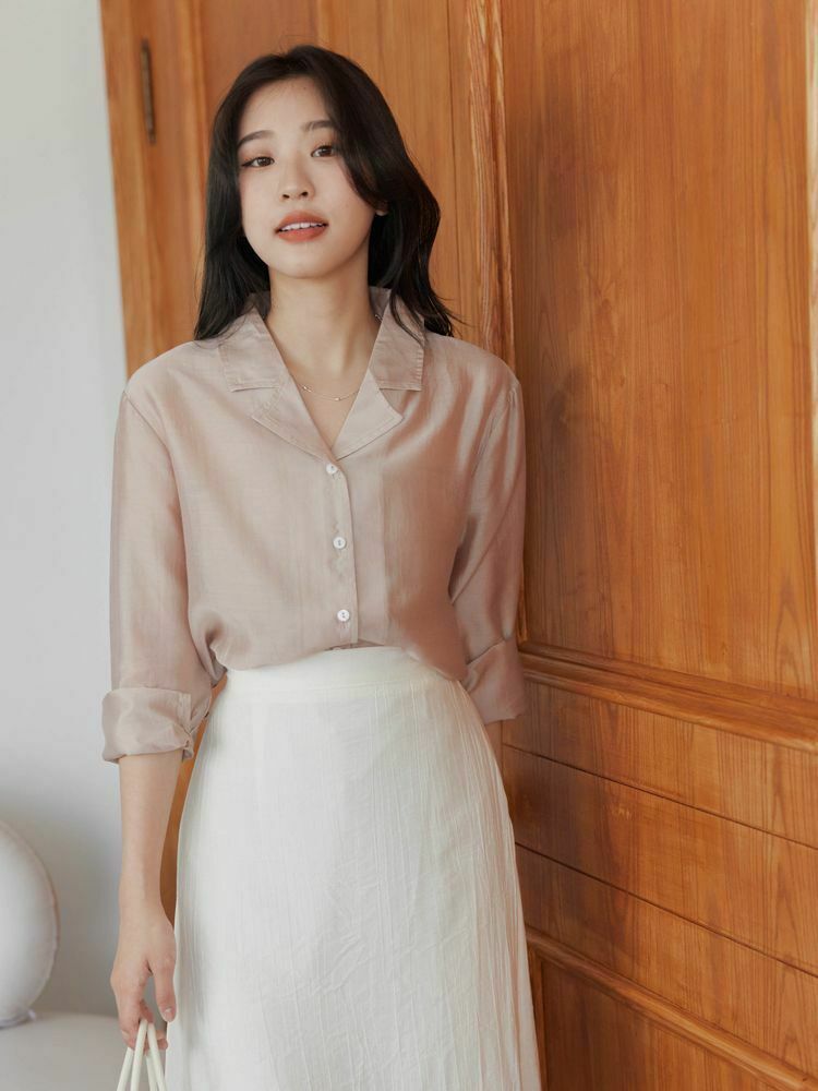 自訂 親膚感微透光澤襯衫