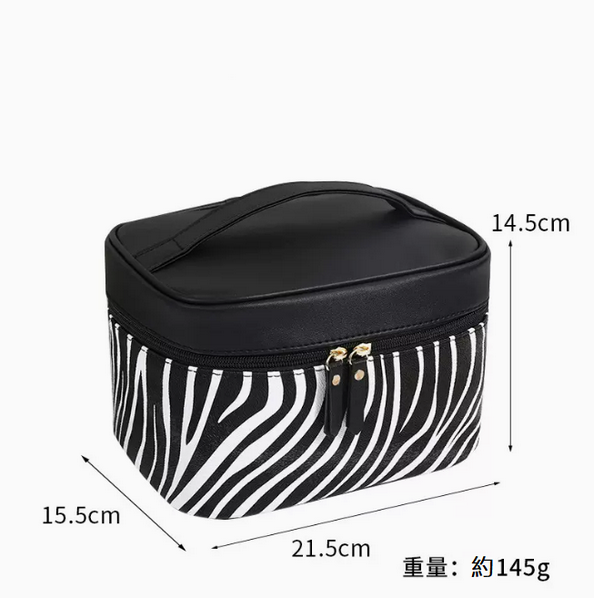 Hot push waterproof travel black and white check toiletry bag (zebra print size 21.5cm*15.5cm*14.5cm)
