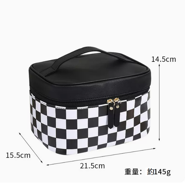 Hot push waterproof travel black and white check toiletry bag (checkerboard size: 21.5cm*15.5cm*14.5cm)