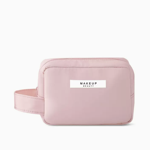 Hot push large-capacity travel hand-held toiletry bag (light pink small size 16.3cm*7cm*11cm)