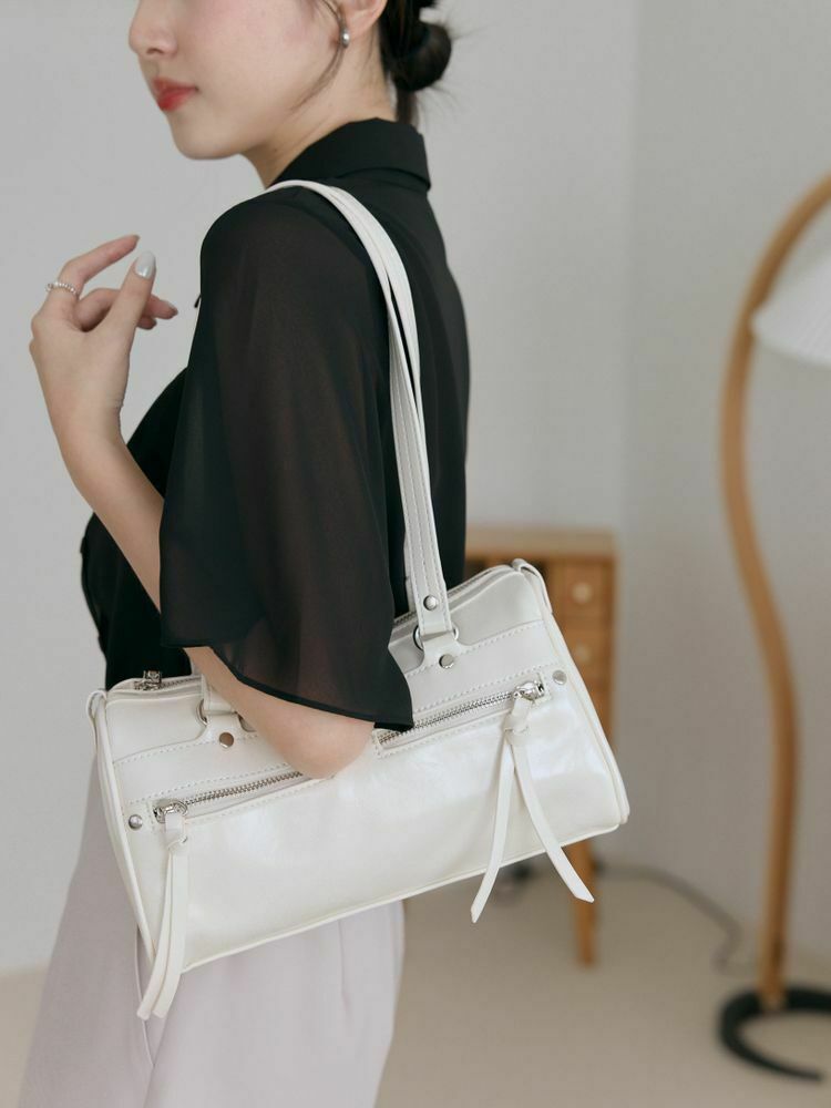 質感軟皮革拉鍊托特包