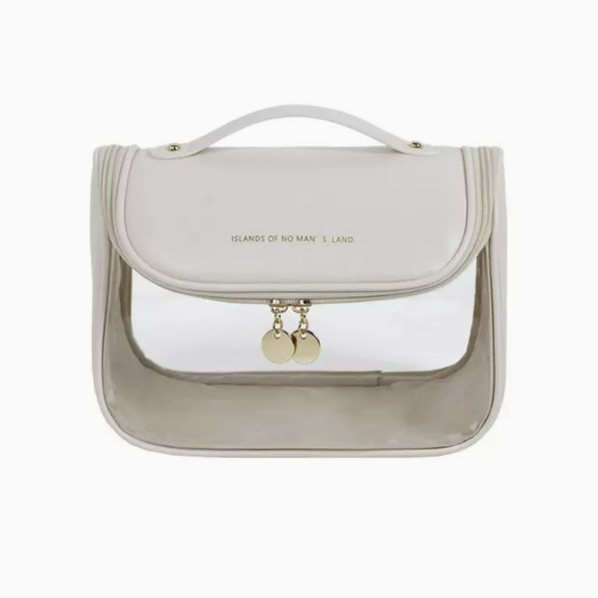 Hot push large-capacity transparent portable waterproof toiletry bag (cloud white size: 24cm*12.5cm*17cm)