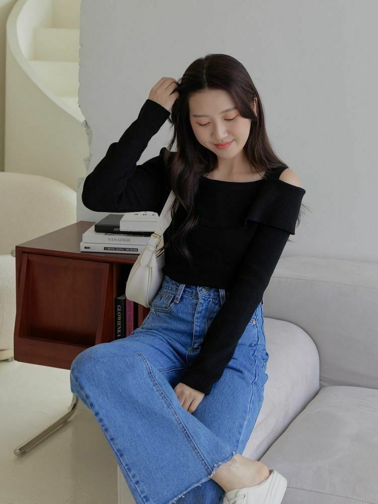 設計款 小性感單削肩合身針織