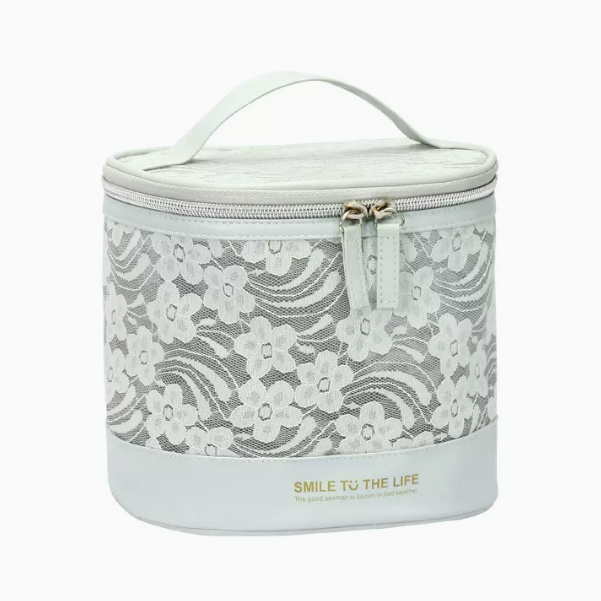 Popular travel cylinder cosmetic bag (gray green size: 18cm*15cm*16cm)