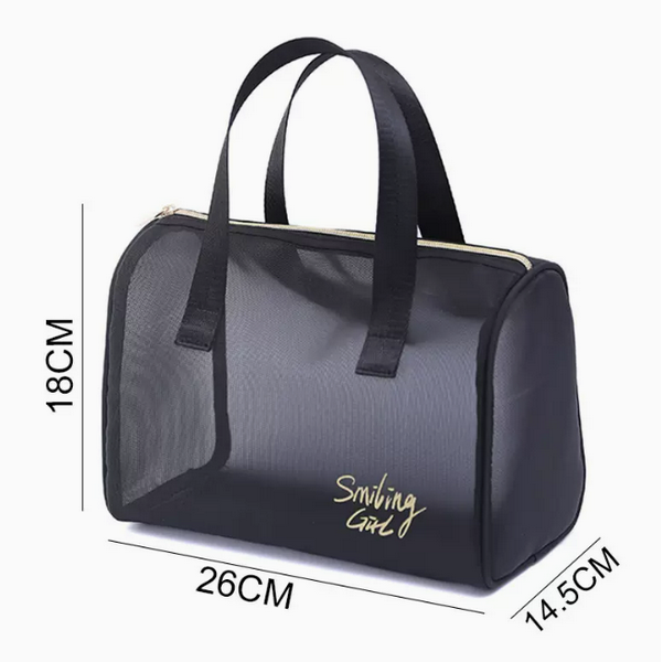 Popular mesh handbag hollow mesh cosmetic bag (102 models size: 26cm*14.5cm*18cm)