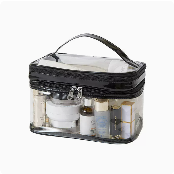 Popular double-layer large-capacity portable women's waterproof makeup bag (Phantom Black Size: 24cm*15cm*15cm)