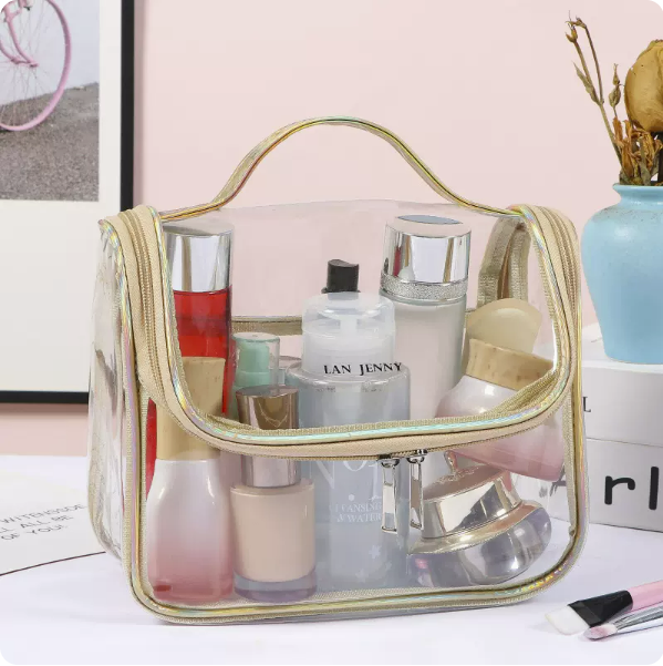 Popular Simple Waterproof Travel Cosmetic Bag (Gold, Size: 23cm long, 12cm wide, 19cm high)