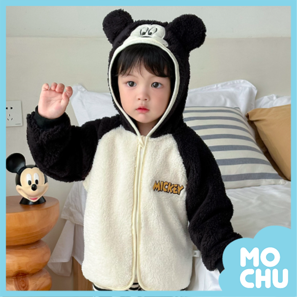 字母米奇絨毛連帽外套