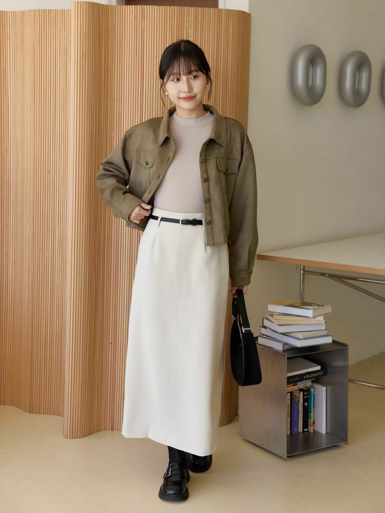 質感高腰顯瘦A字長裙(附皮帶)