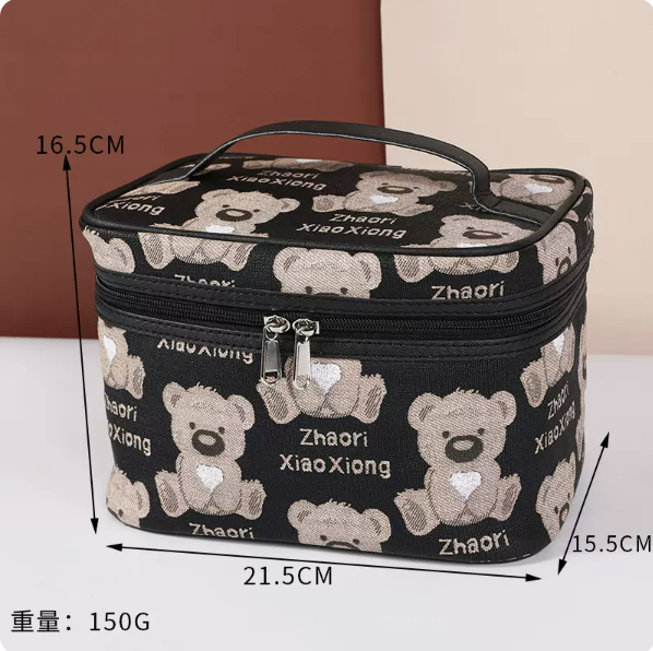 Popular large-capacity travel hand-held toiletry bag (black large square size: 21.5cm*15.5cm*16.5cm)