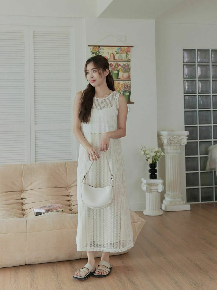 夏日透膚後U綁帶罩衫