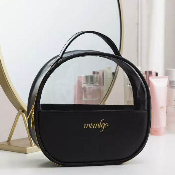 Popular travel large-capacity toiletry bag (semi-round bag, black large size: 23.5cm*10cm*22cm)