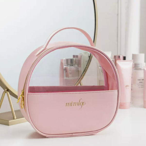 Popular travel large-capacity toiletry bag (semi-round bag, pink large, size: 23.5cm*10cm*22cm)