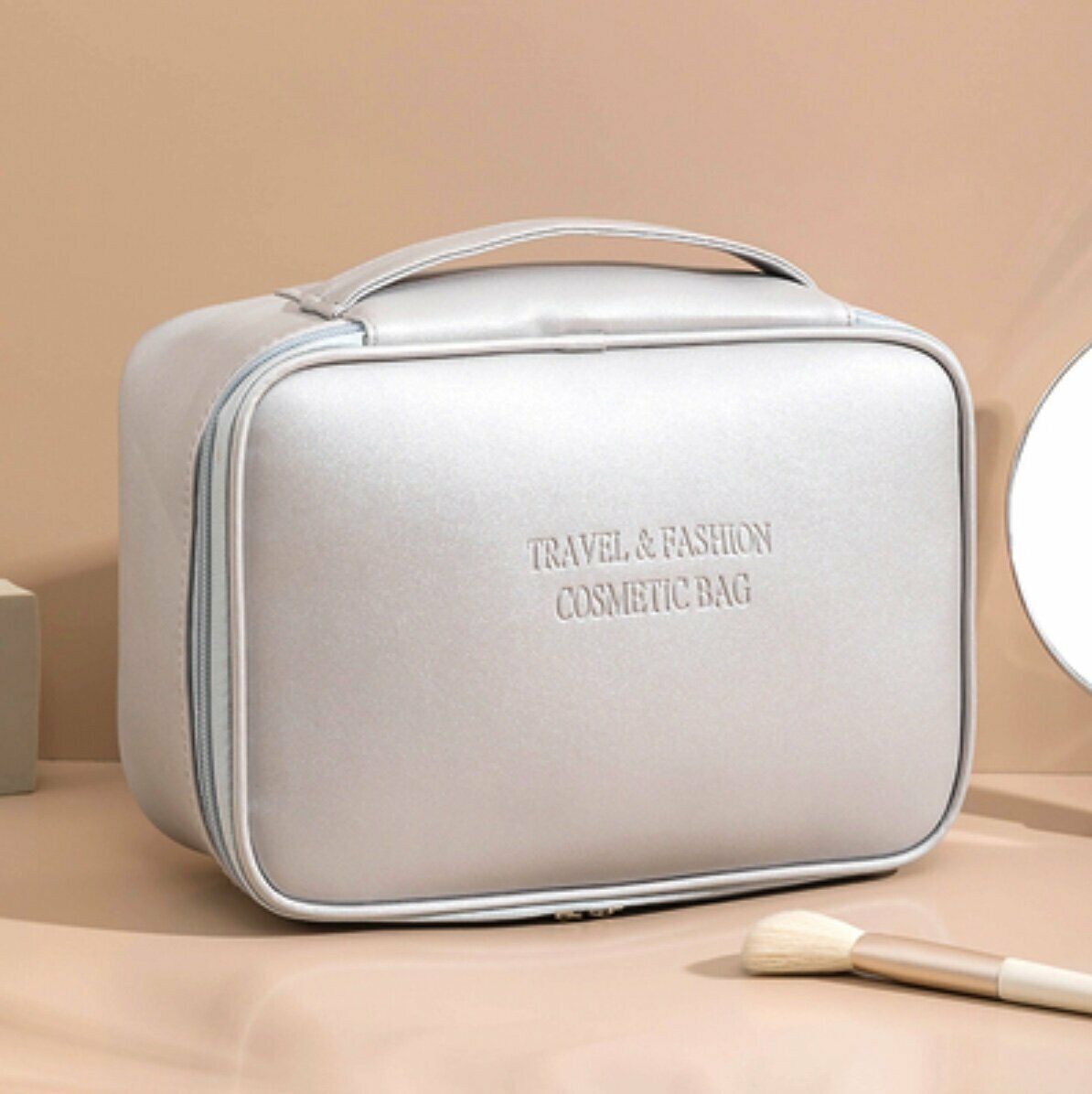 Popular portable travel toiletry bag (starry sky silver handbag, king size, length 25cm, height 18cm, width 9cm)