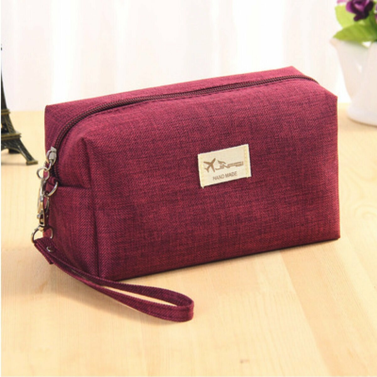 Popular large-capacity travel cosmetic bag (burgundy size: 18cm*8.5cm*10cm)
