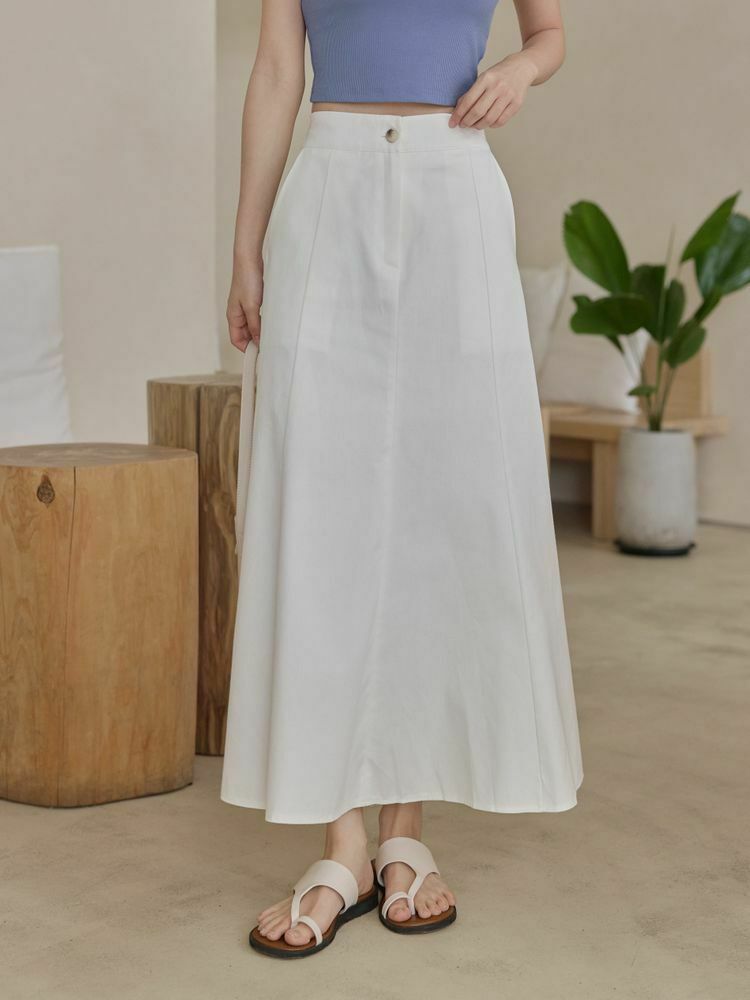 斜紋A字顯瘦車線長裙