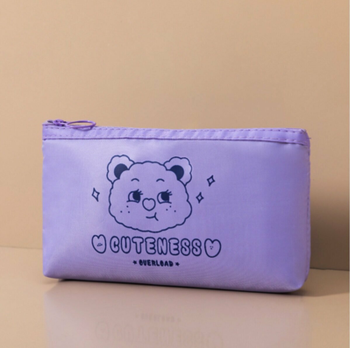 Popular large-capacity cosmetic bag toiletry bag (purple crooked mouth bear small length 18cm height 11cm)