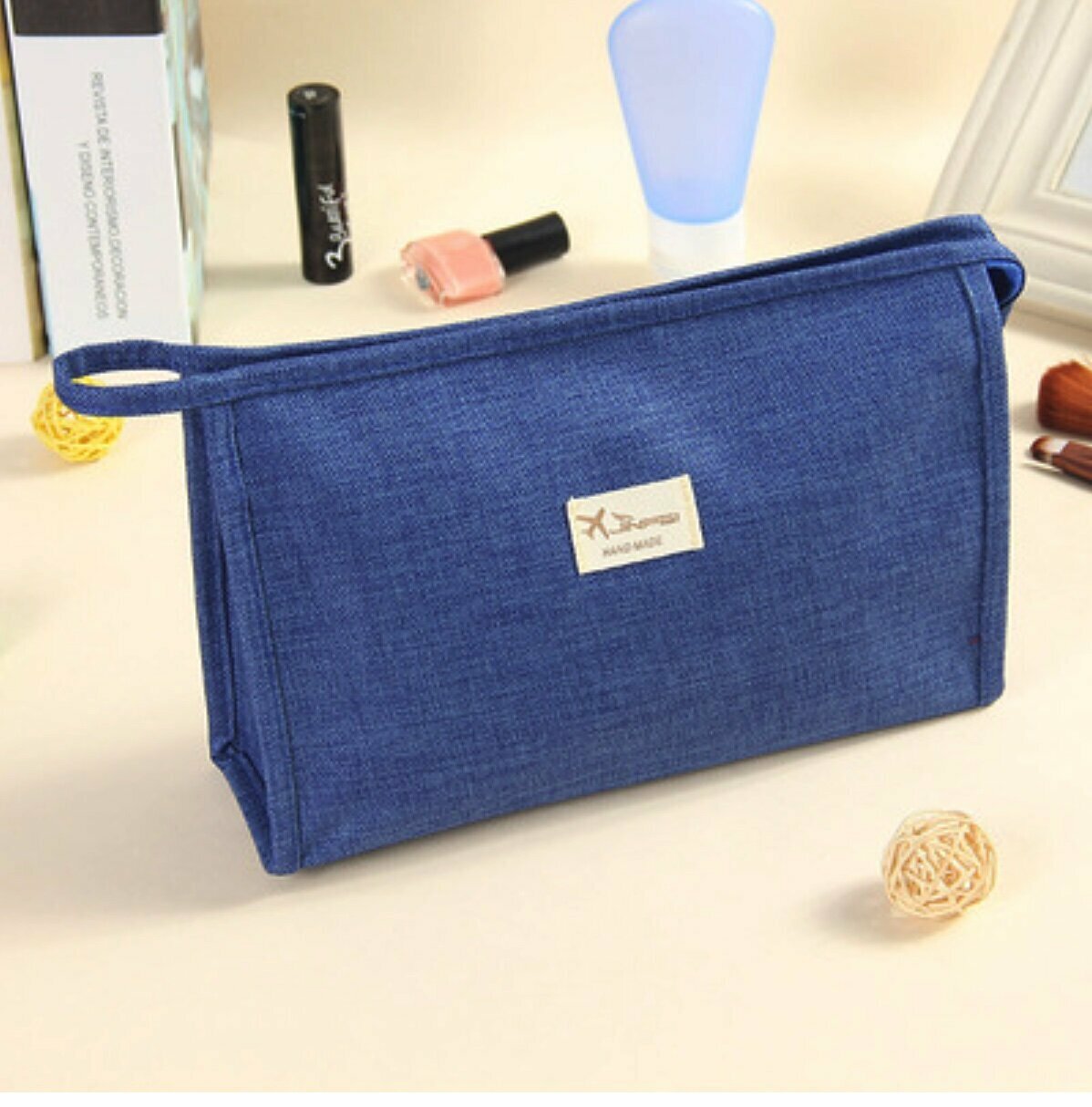 Popular large-capacity travel waterproof cosmetic bag (dark blue size: 23cm*15cm*7.5cm)