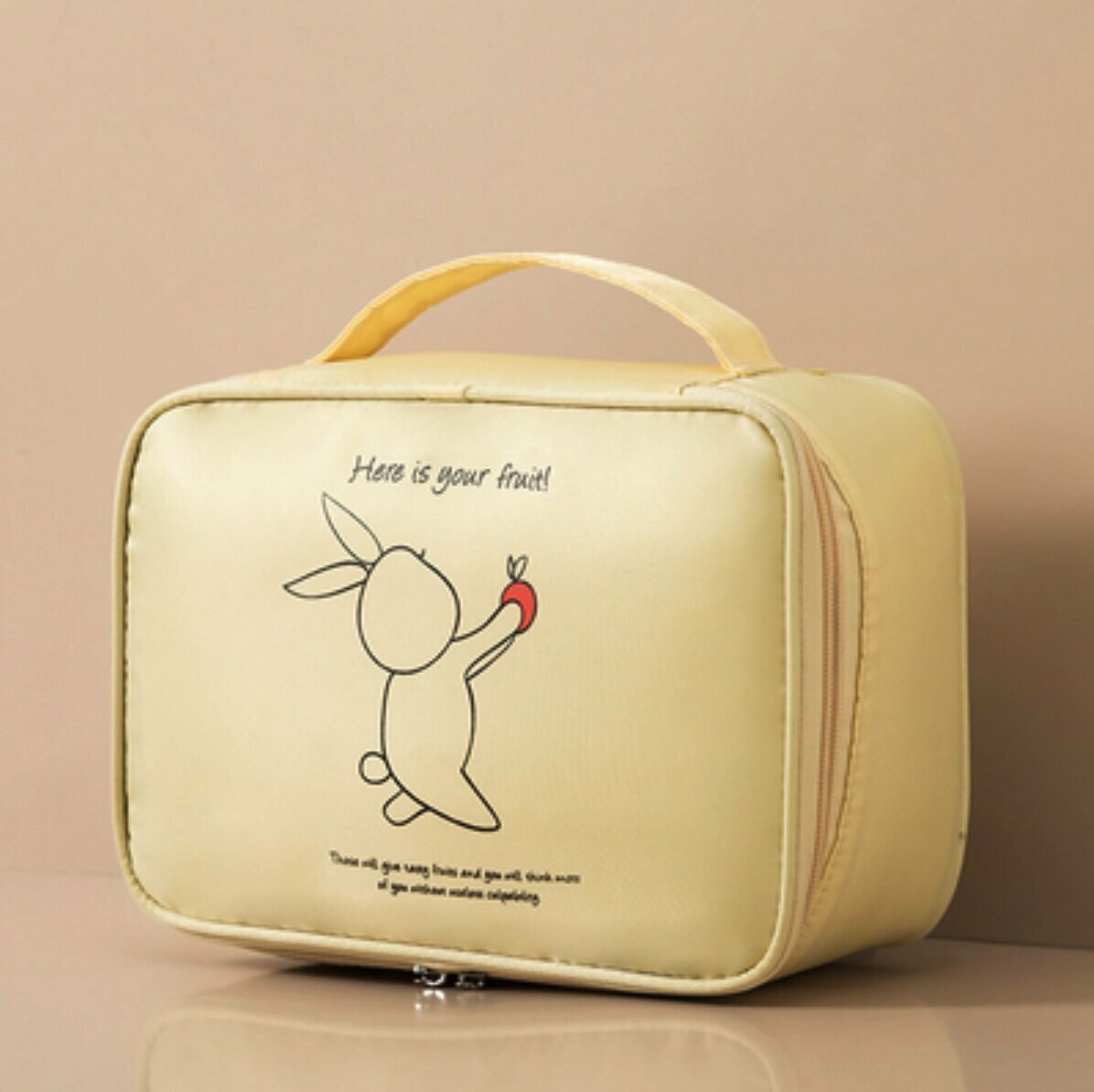 Popular large-capacity cosmetic bag toiletry bag (light yellow carrot rabbit large thickened model, length 25cm, width 9cm, height 17.5cm)