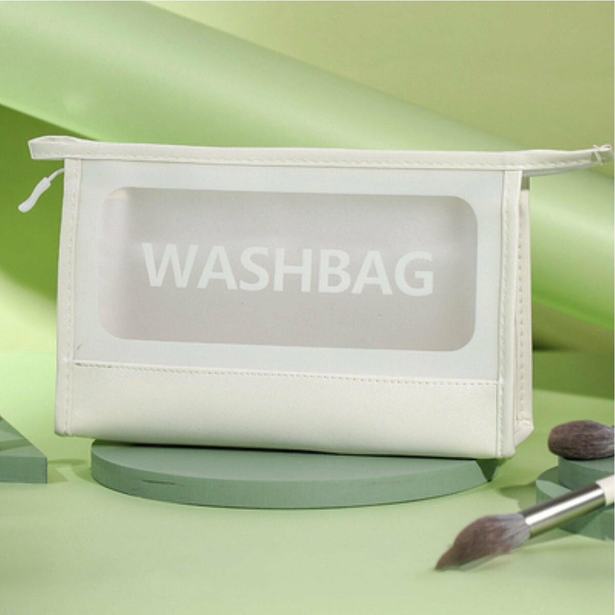 Popular large-capacity travel transparent waterproof cosmetic bag (white large, length 27cm, width 7cm, height 17cm)
