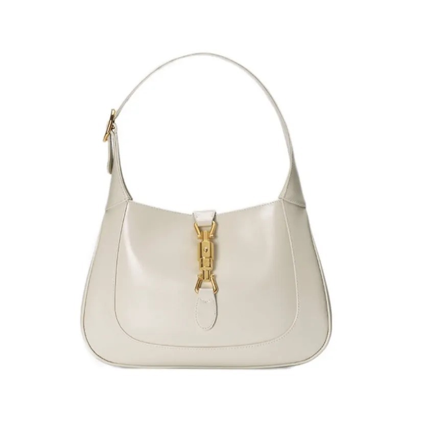 GUCCI Jackie 1961 皮革 半月腋下包 單肩包 小號 女款 亮白色