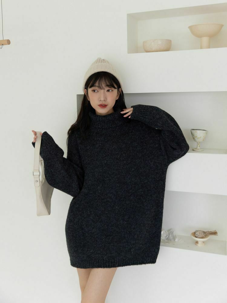 日常混色高領針織毛衣