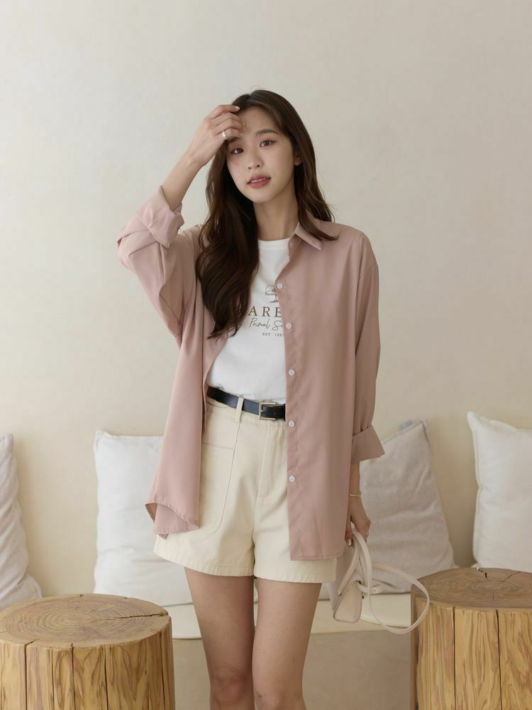 低彩度柔滑雪紡襯衫