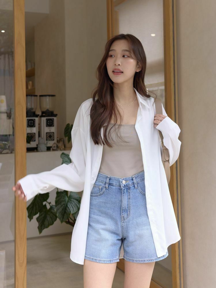 低彩度柔滑雪紡襯衫