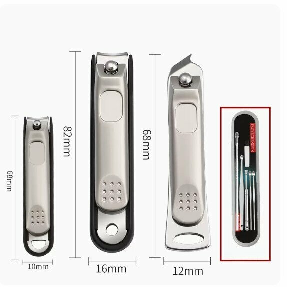 Popular nail clippers (3-piece set of champagne silver nail clippers)